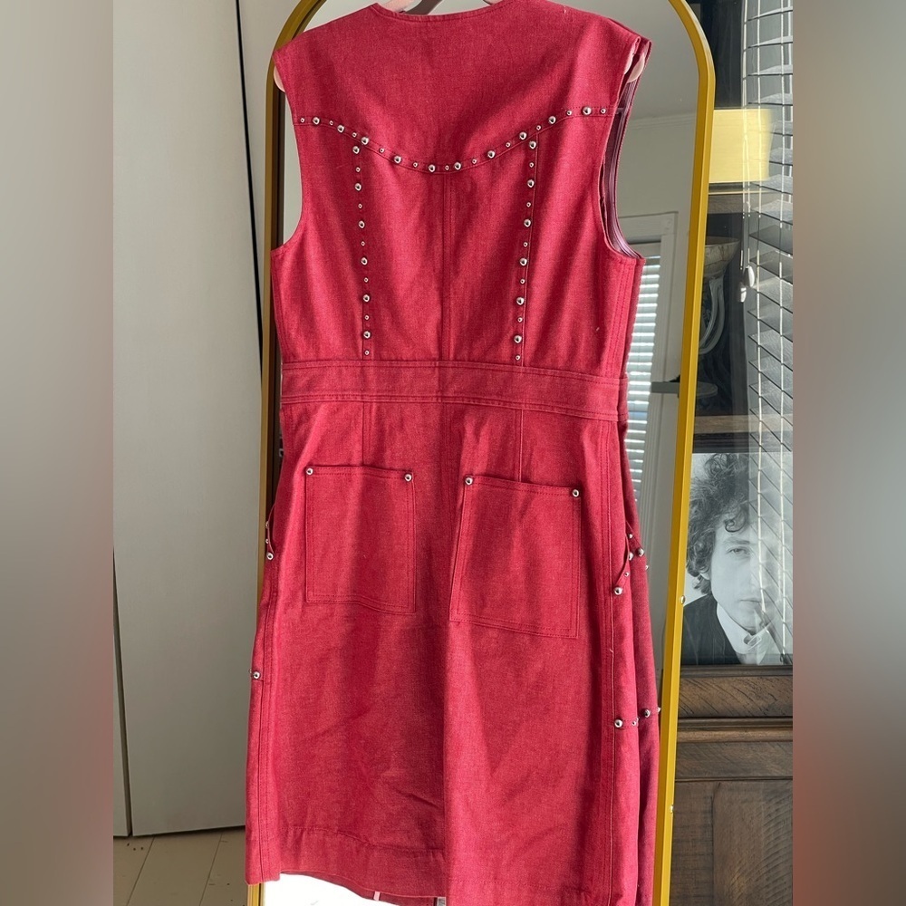 NWT Diane von Furstenberg Zip-Front Red Studded Sheath Dress - Picture 10 of 13
